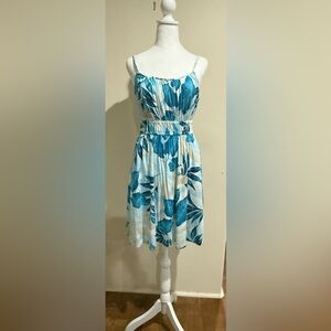 Soma Tropical Blue and Cream Dress